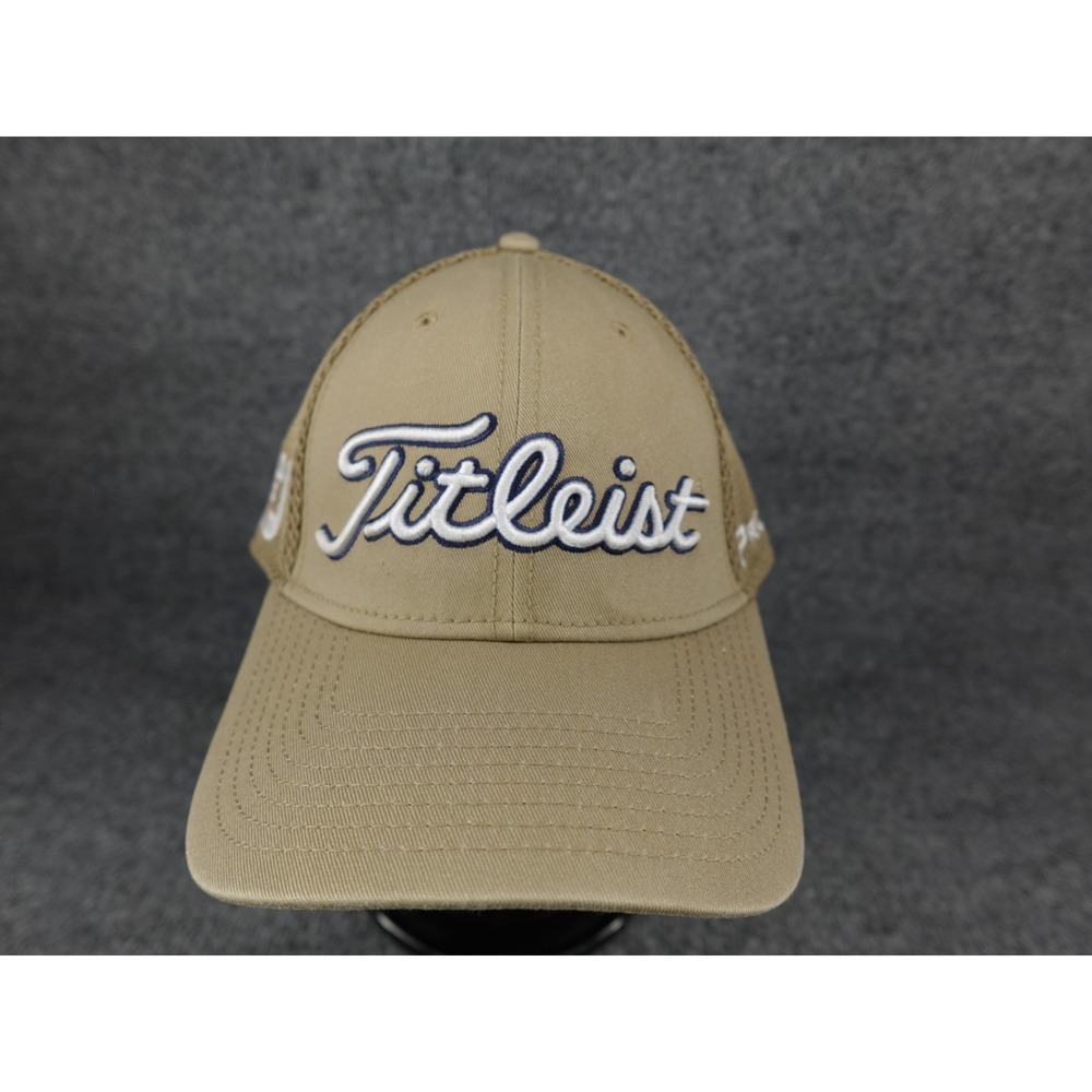 Titleist Golf Hat Mens Medium-Large Tan Mesh Back Stretch Fit New Era Pro V1 FJ